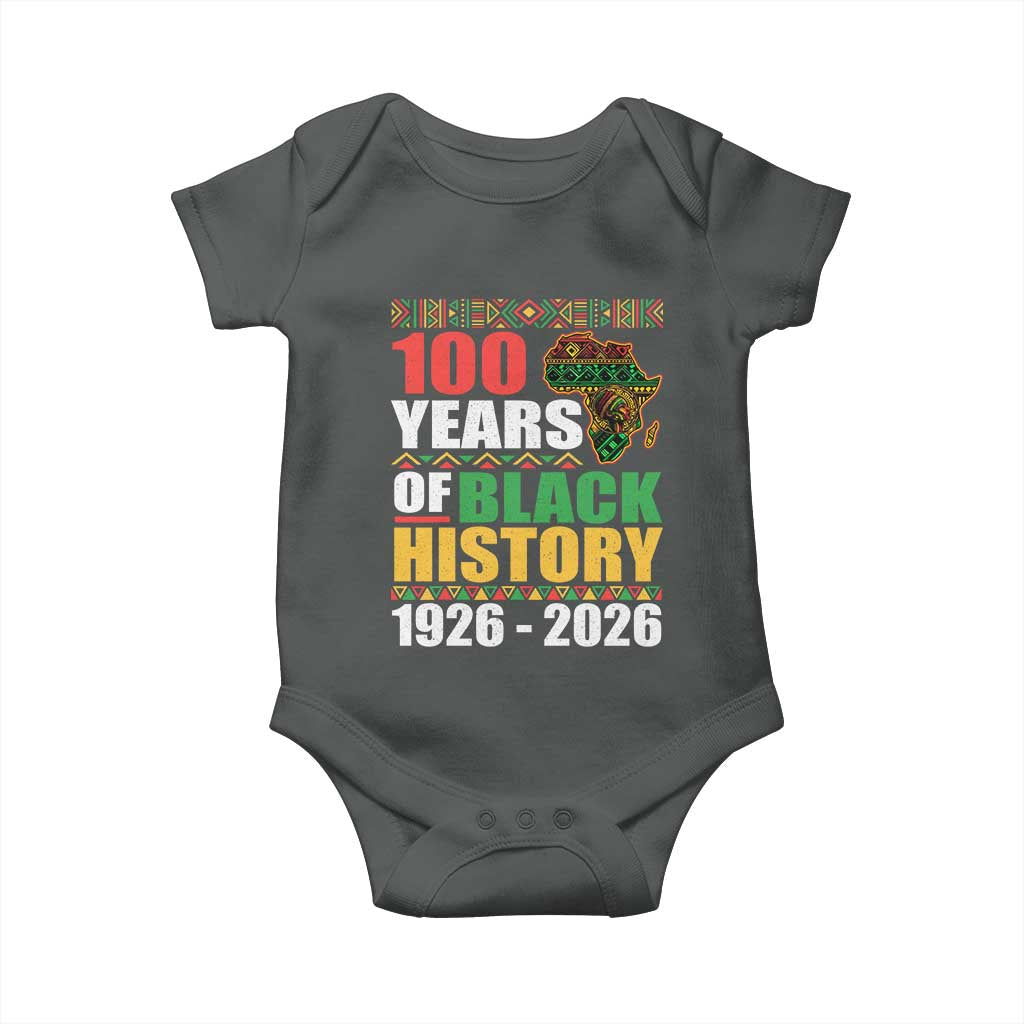 100 Years Of Black History 1926 2026 Centennial Baby Onesie Africa Map