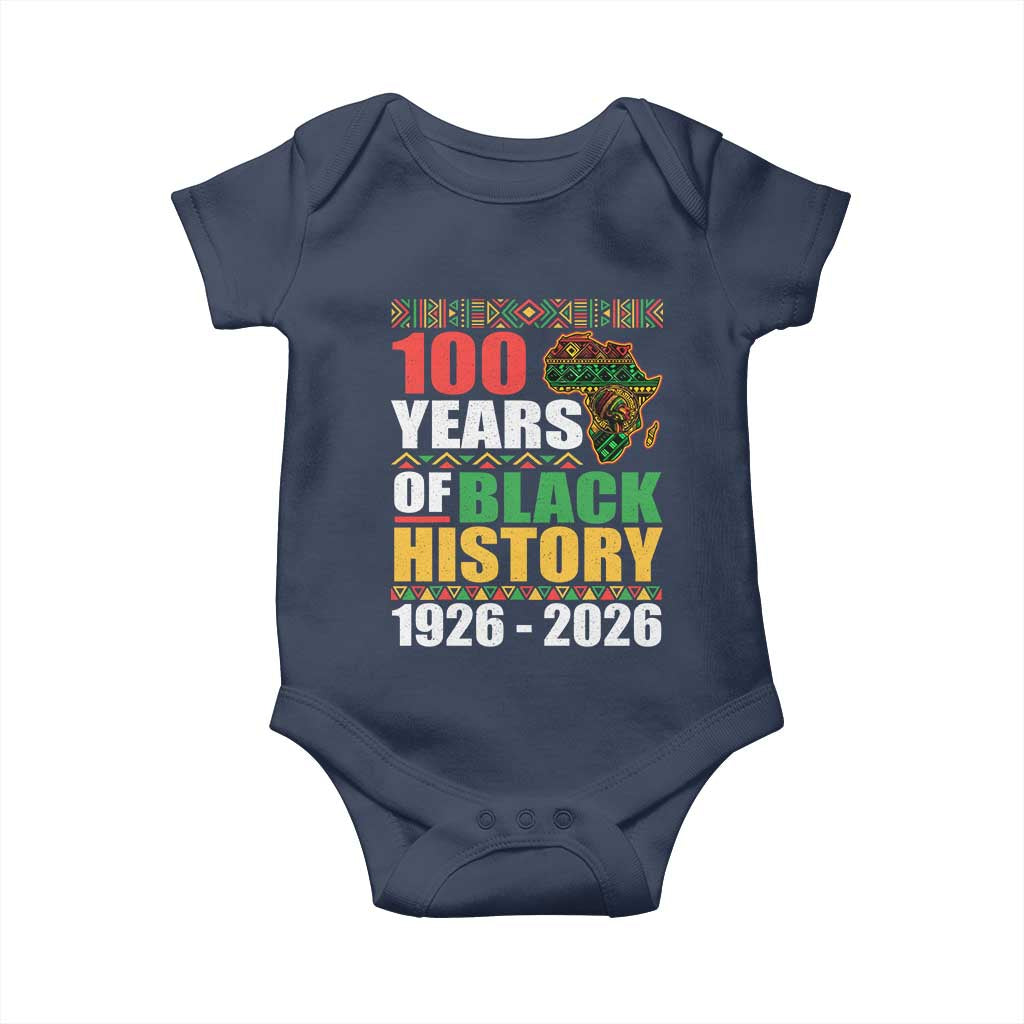 100 Years Of Black History 1926 2026 Centennial Baby Onesie Africa Map