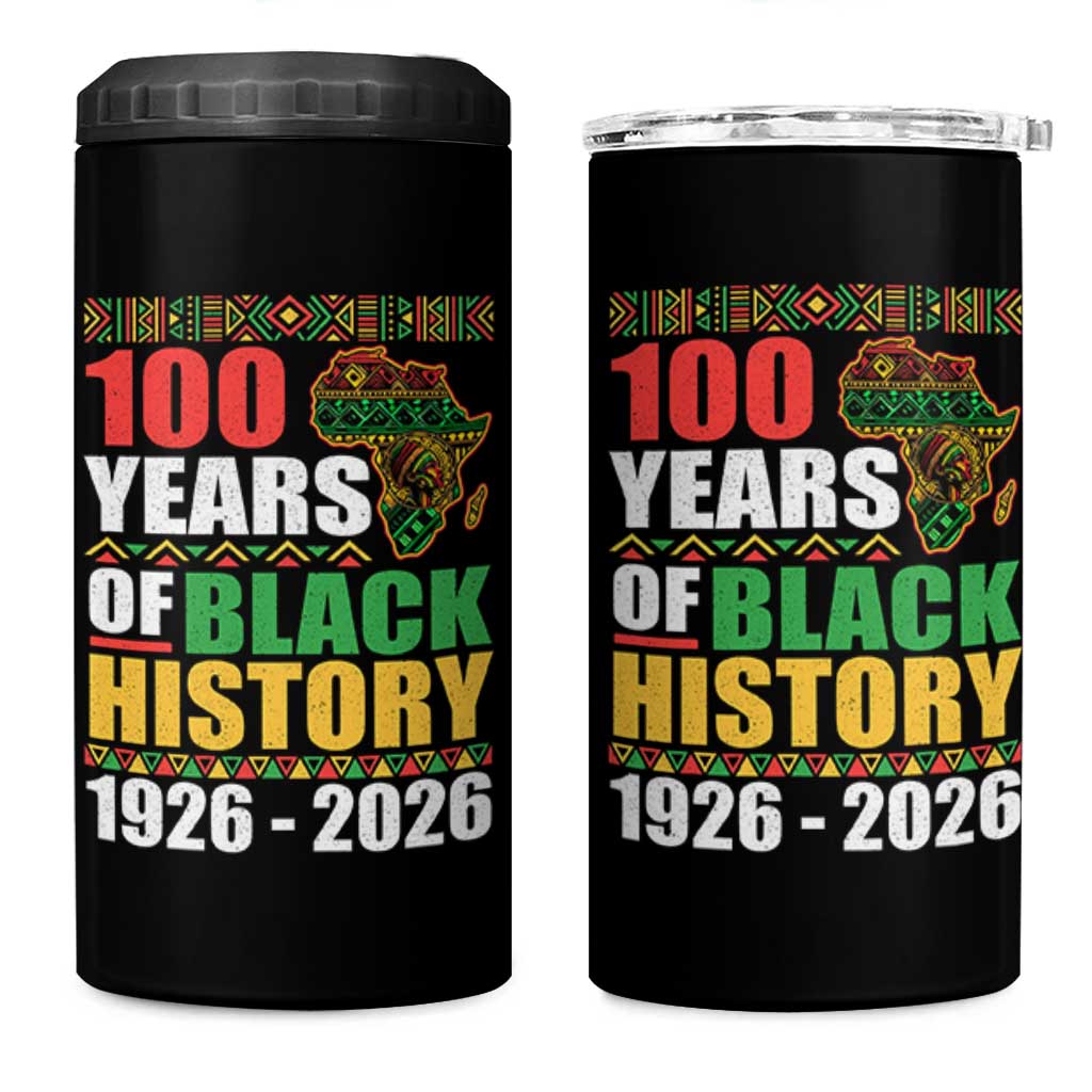 100 Years Of Black History 1926 2026 Centennial 4 in 1 Can Cooler Tumbler Africa Map