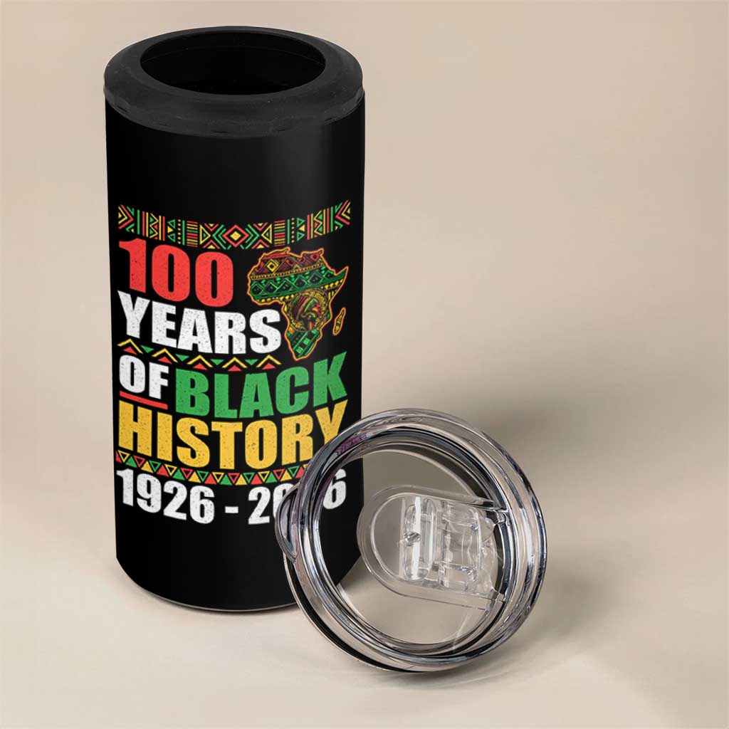 100 Years Of Black History 1926 2026 Centennial 4 in 1 Can Cooler Tumbler Africa Map