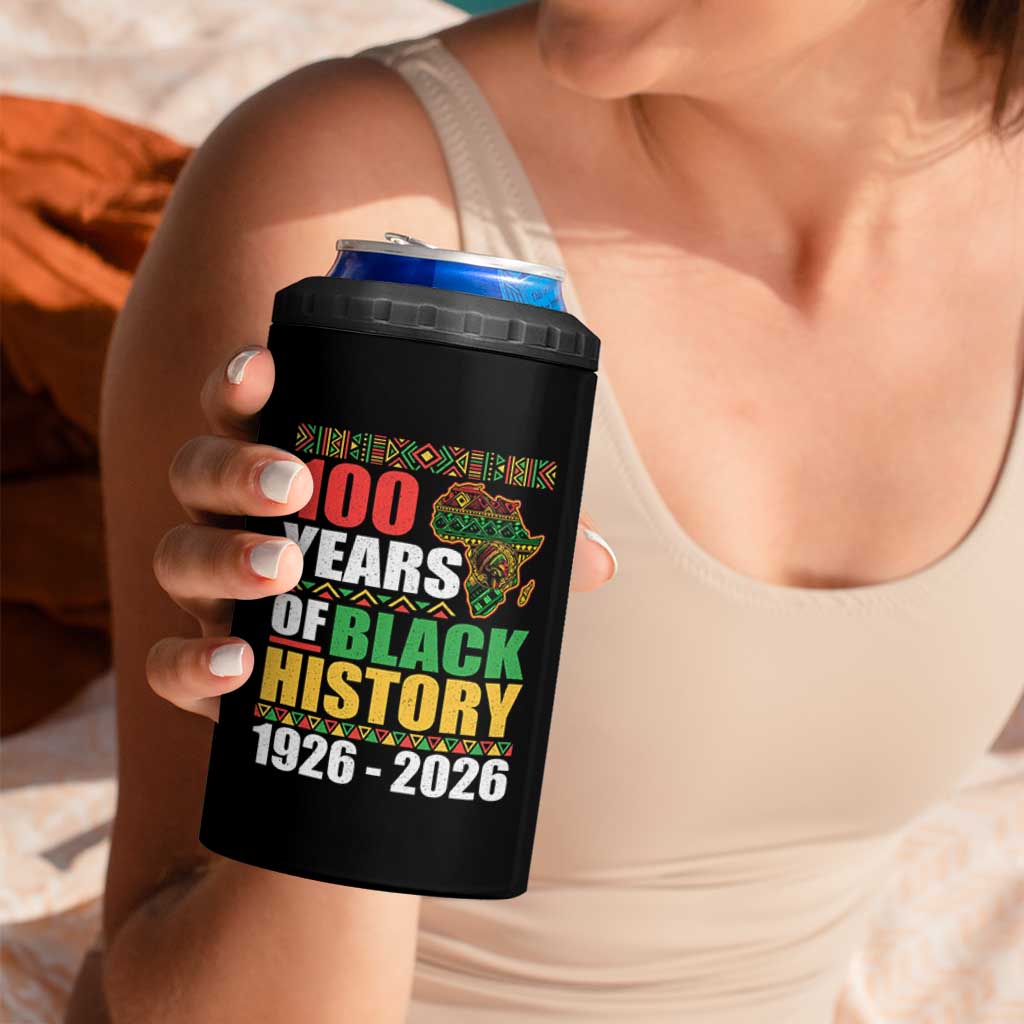 100 Years Of Black History 1926 2026 Centennial 4 in 1 Can Cooler Tumbler Africa Map