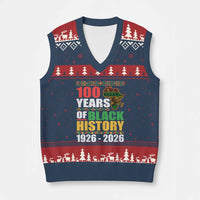 100 Years Of Black History 1926 2026 Centennial V-Neck Knit Sweater Vest Africa Map