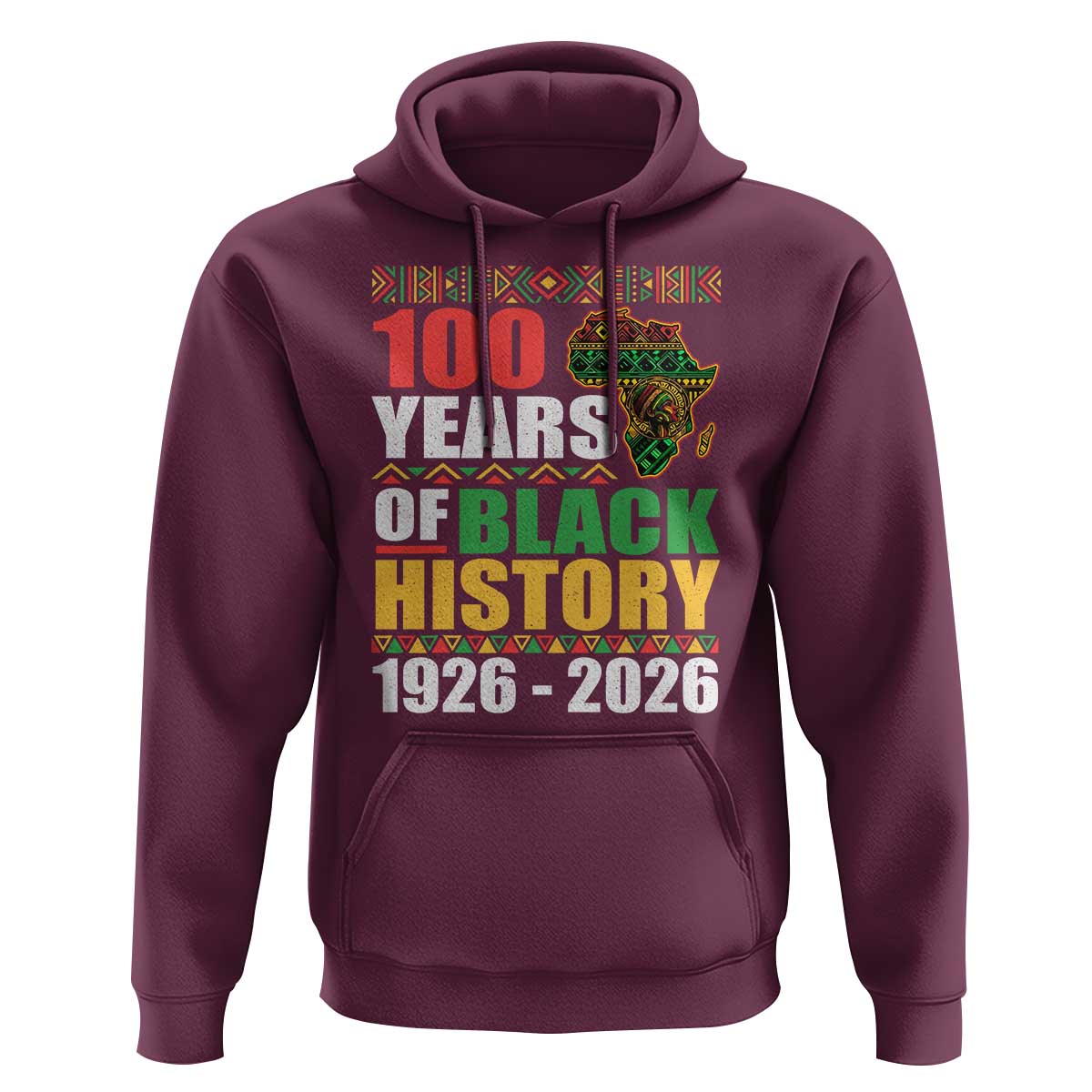 100 Years Of Black History 1926 2026 Centennial Hoodie Africa Map
