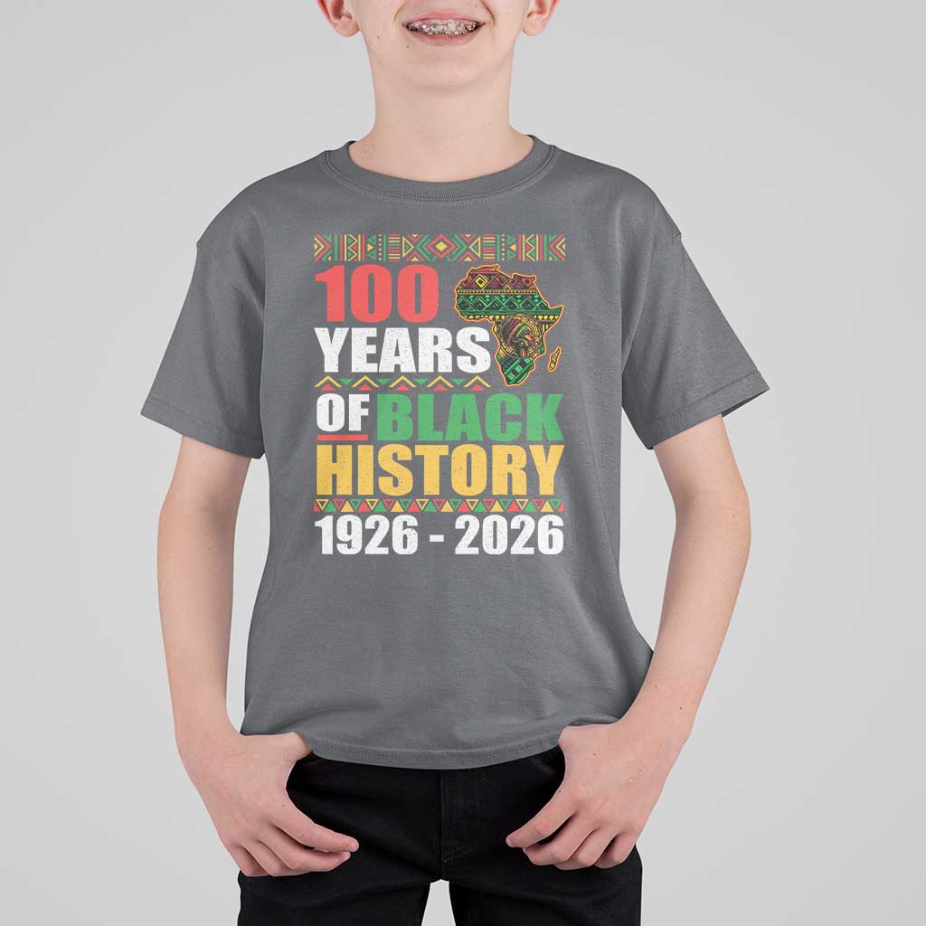 100 Years Of Black History 1926 2026 Centennial T Shirt For Kid Africa Map