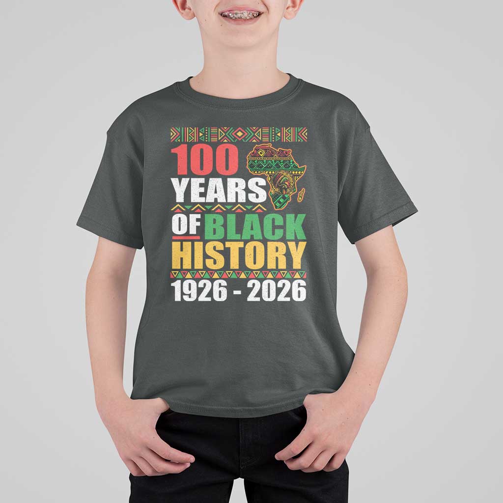 100 Years Of Black History 1926 2026 Centennial T Shirt For Kid Africa Map