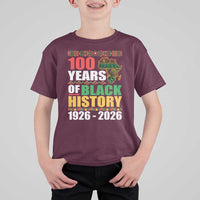 100 Years Of Black History 1926 2026 Centennial T Shirt For Kid Africa Map
