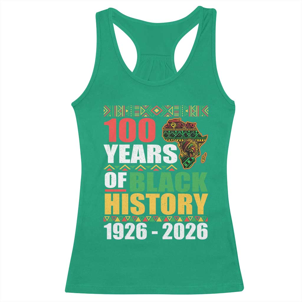 100 Years Of Black History 1926 2026 Centennial Racerback Tank Top Africa Map