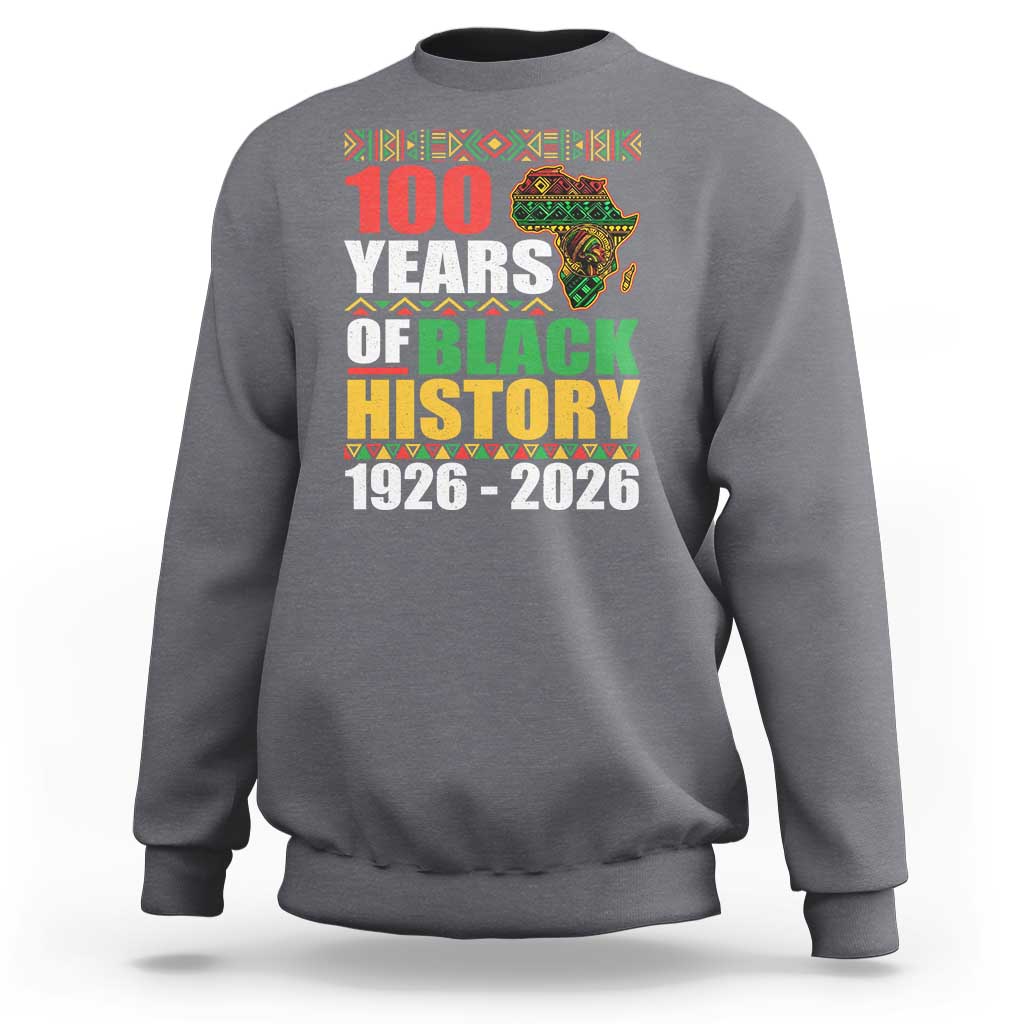 100 Years Of Black History 1926 2026 Centennial Sweatshirt Africa Map