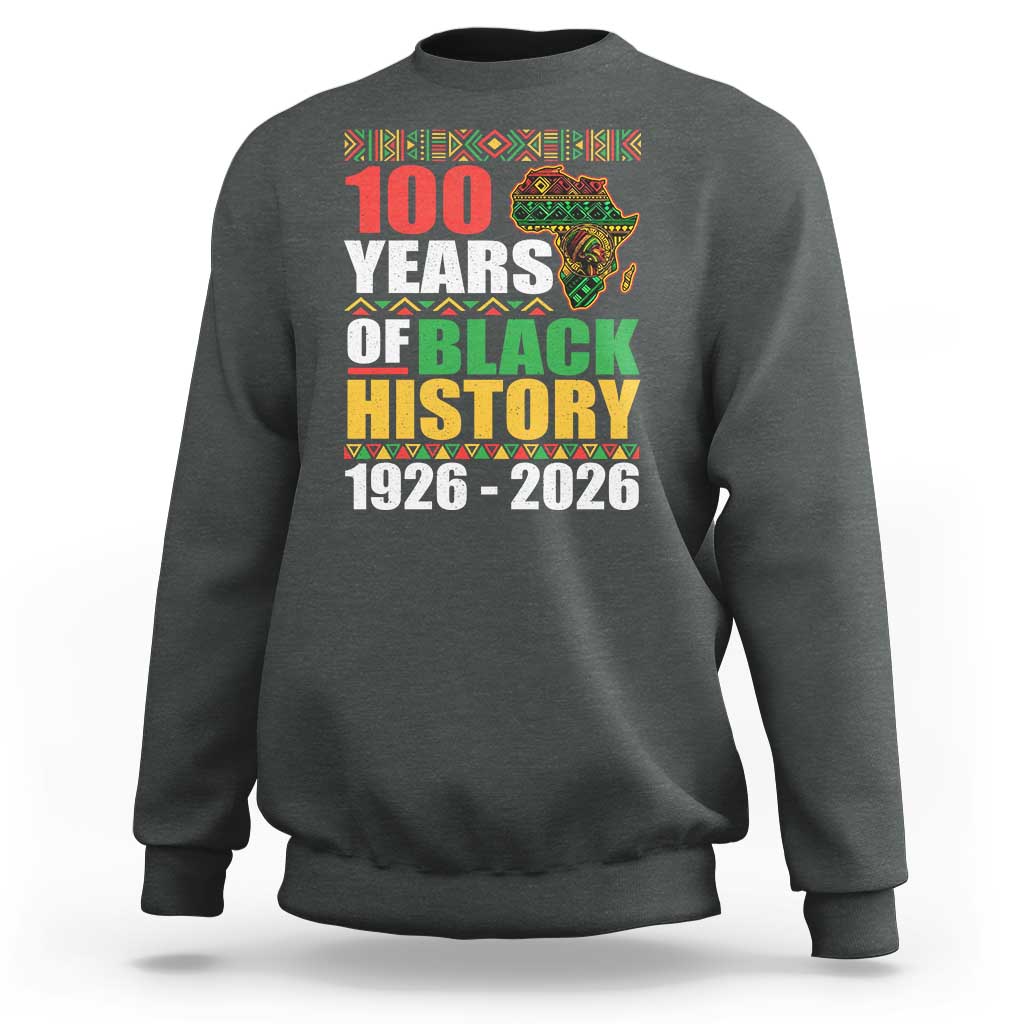 100 Years Of Black History 1926 2026 Centennial Sweatshirt Africa Map