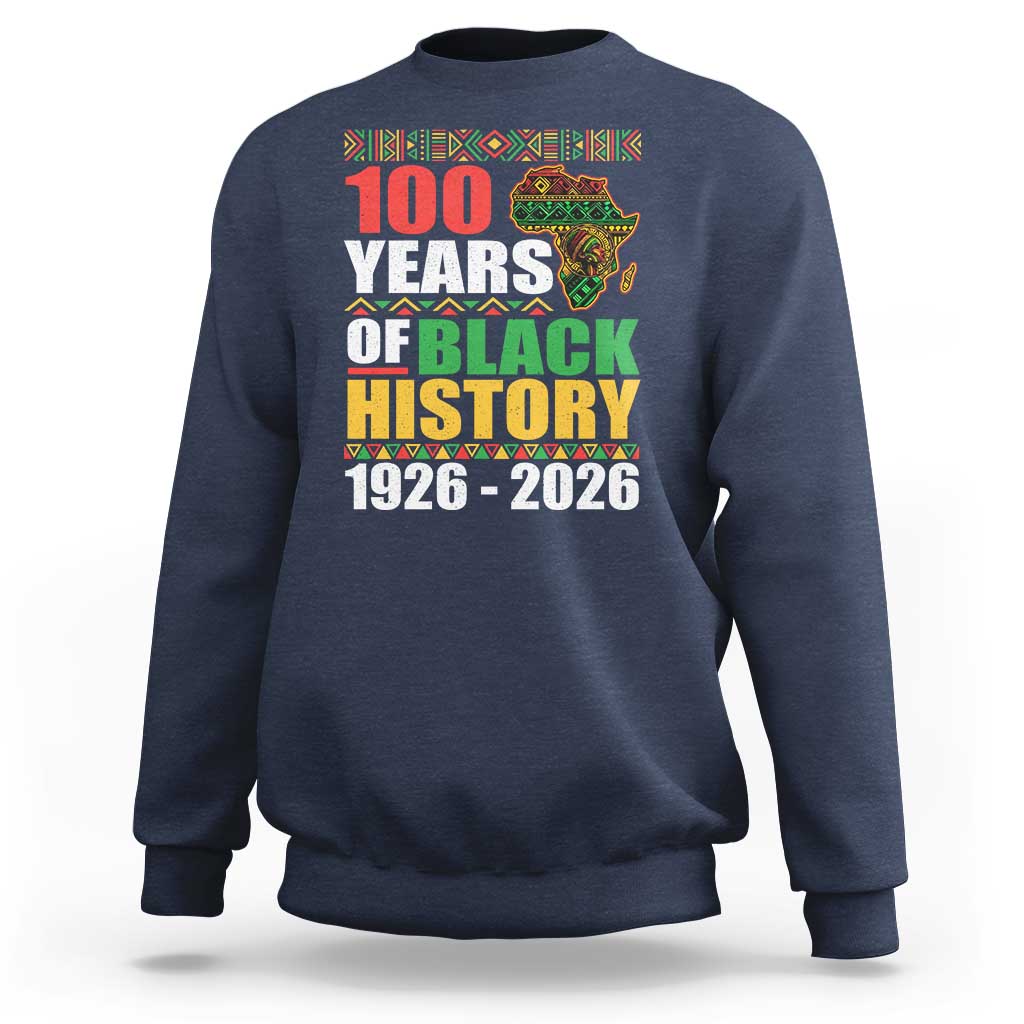 100 Years Of Black History 1926 2026 Centennial Sweatshirt Africa Map