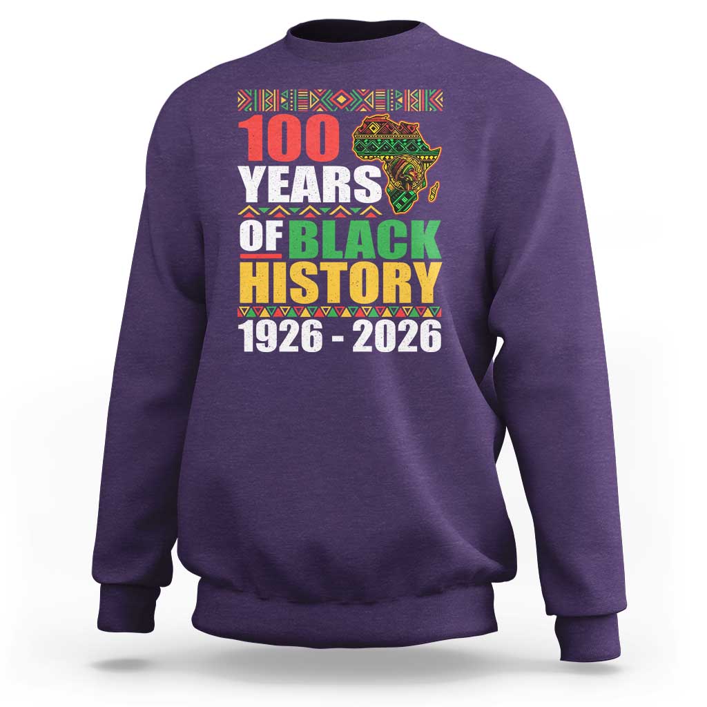 100 Years Of Black History 1926 2026 Centennial Sweatshirt Africa Map