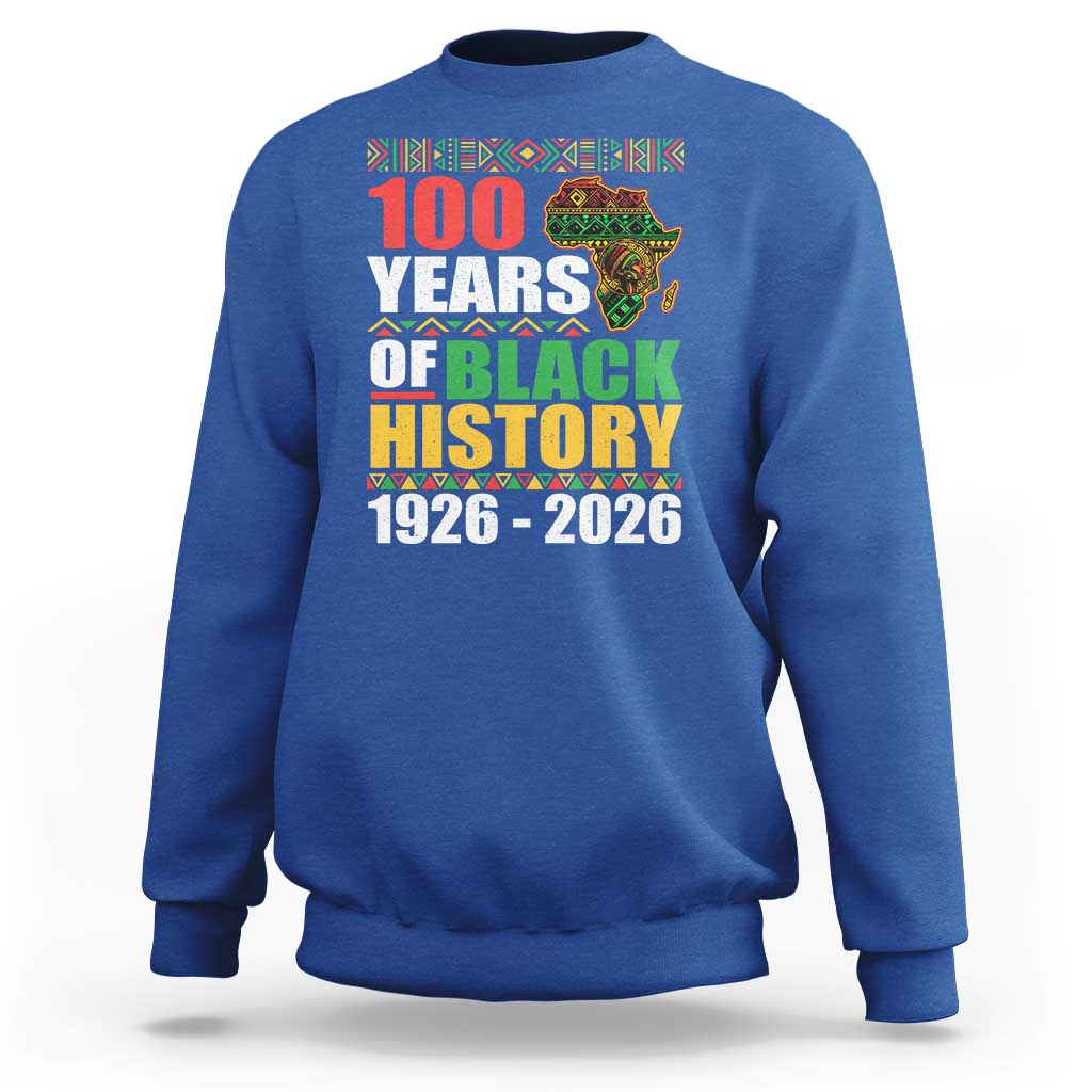 100 Years Of Black History 1926 2026 Centennial Sweatshirt Africa Map
