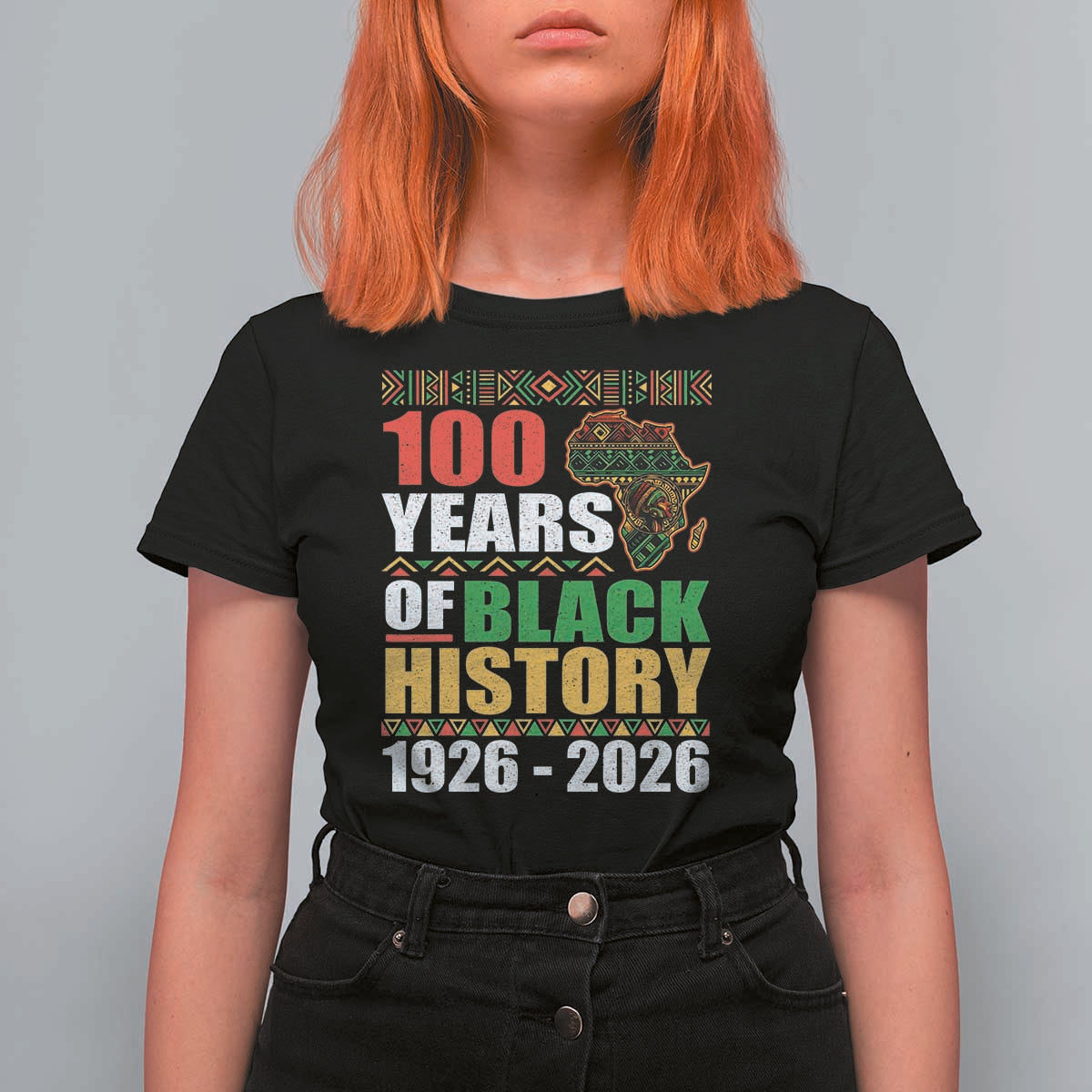100 Years Of Black History 1926 2026 Centennial T Shirt For Women Africa Map