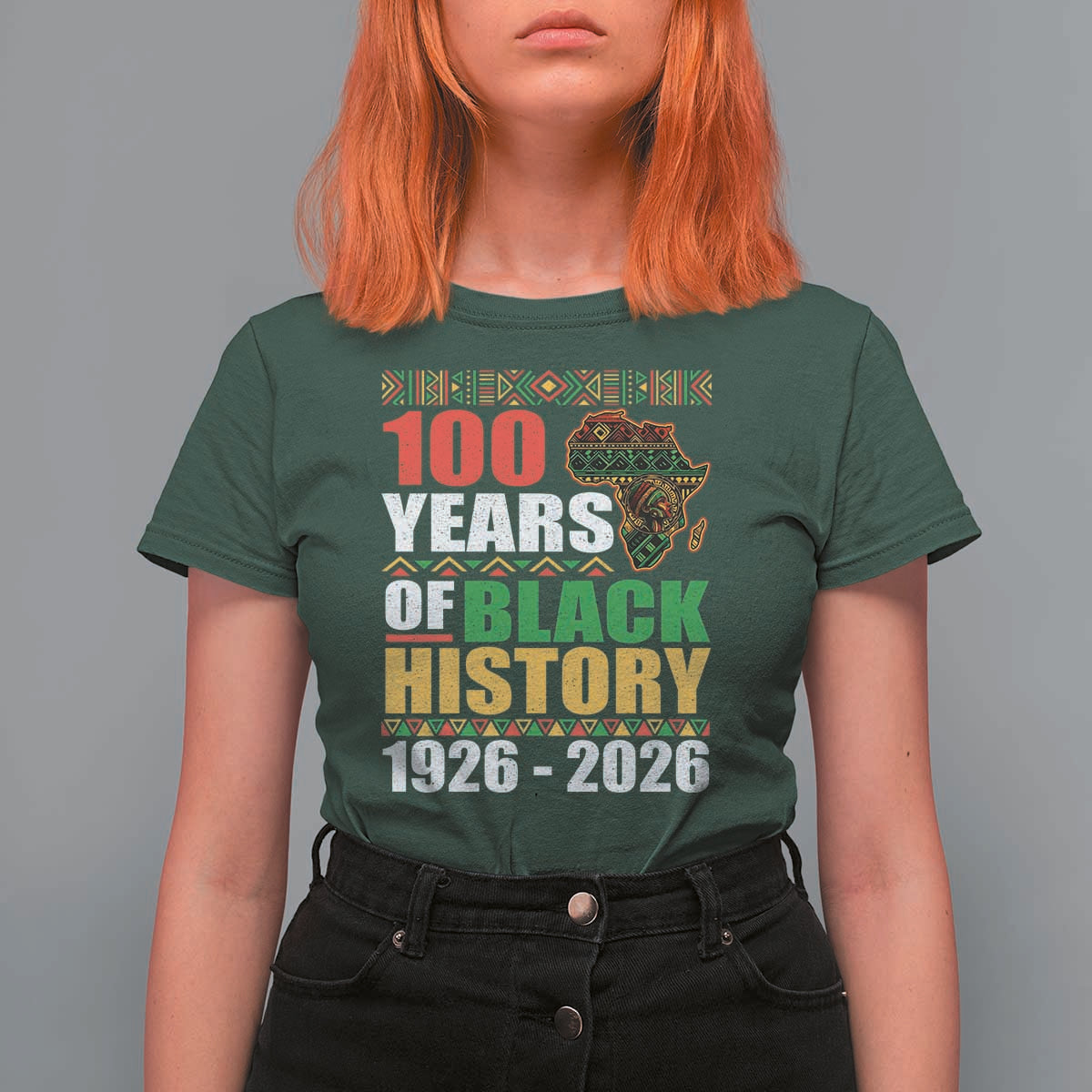 100 Years Of Black History 1926 2026 Centennial T Shirt For Women Africa Map