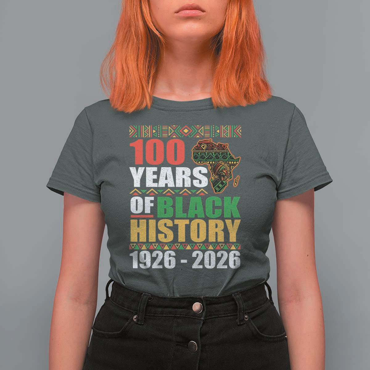 100 Years Of Black History 1926 2026 Centennial T Shirt For Women Africa Map