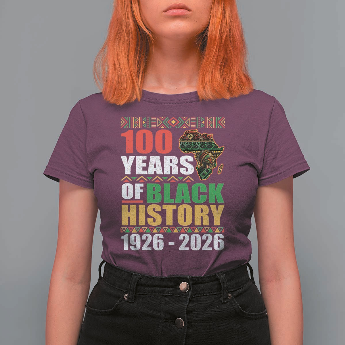 100 Years Of Black History 1926 2026 Centennial T Shirt For Women Africa Map