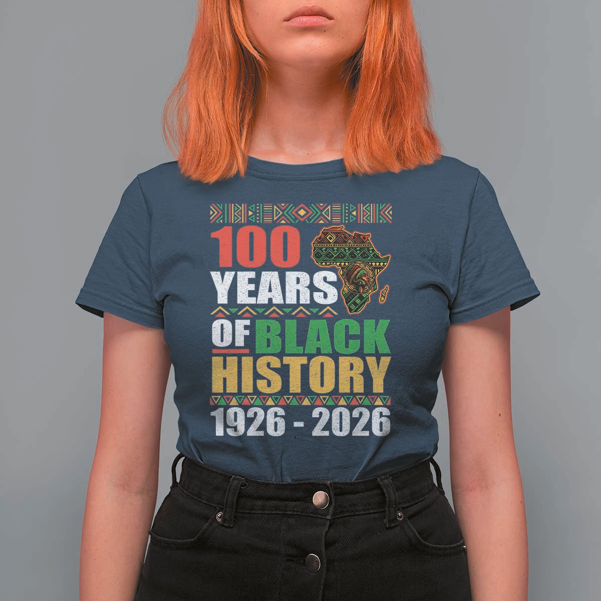 100 Years Of Black History 1926 2026 Centennial T Shirt For Women Africa Map