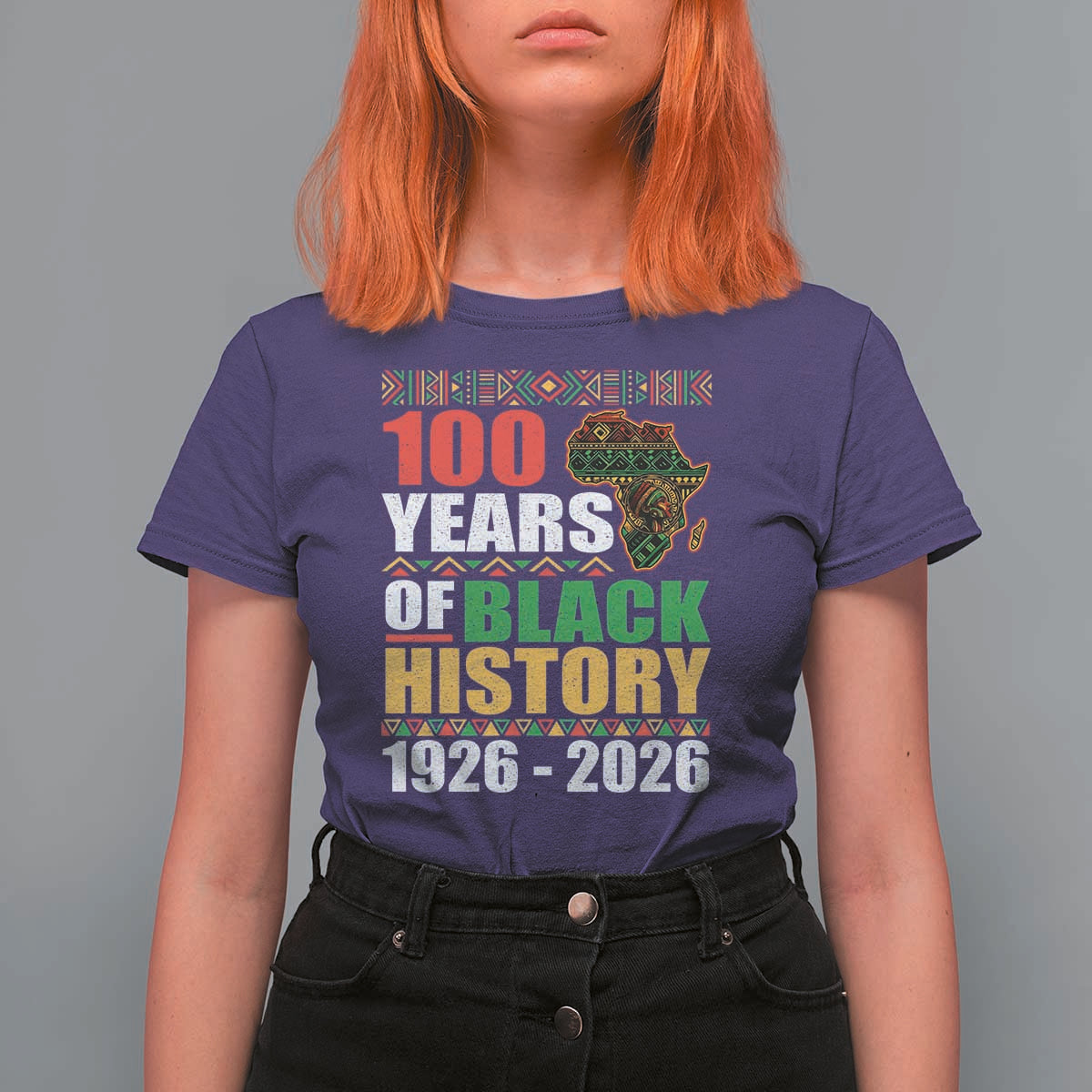 100 Years Of Black History 1926 2026 Centennial T Shirt For Women Africa Map
