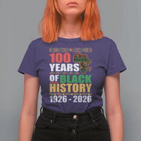 100 Years Of Black History 1926 2026 Centennial T Shirt For Women Africa Map
