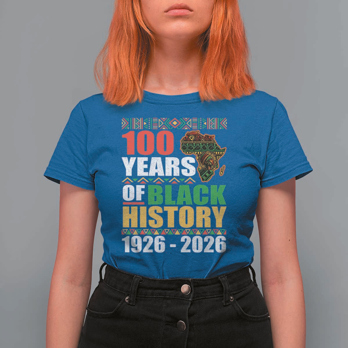 100 Years Of Black History 1926 2026 Centennial T Shirt For Women Africa Map