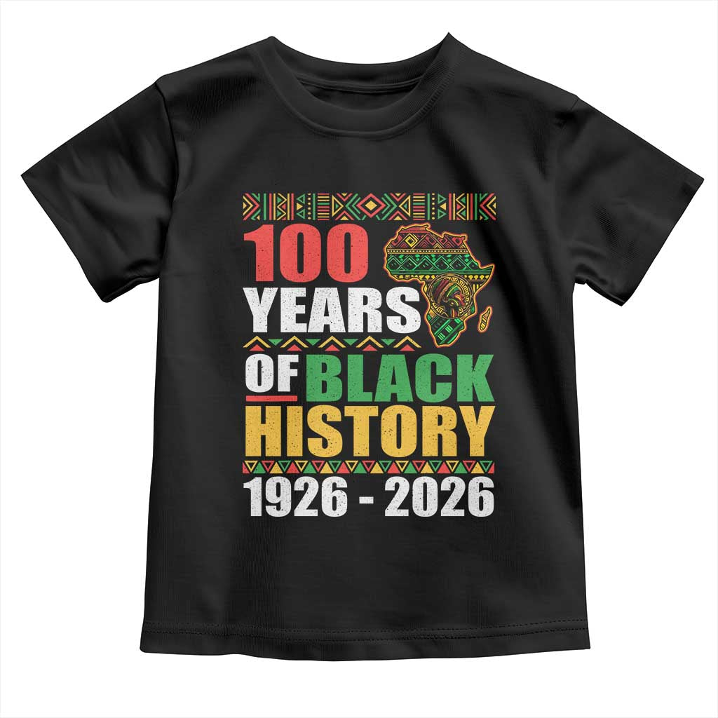100 Years Of Black History 1926 2026 Centennial Toddler T Shirt Africa Map