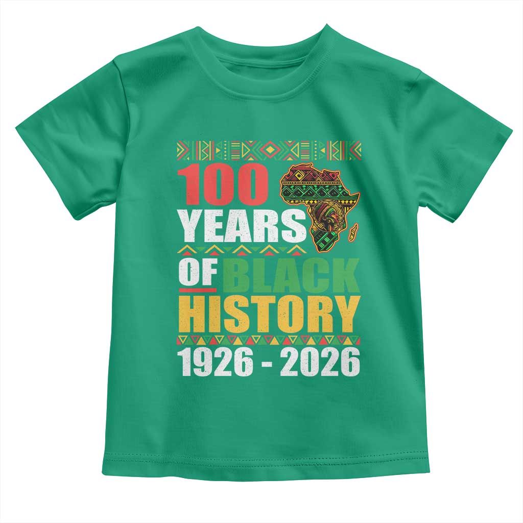 100 Years Of Black History 1926 2026 Centennial Toddler T Shirt Africa Map