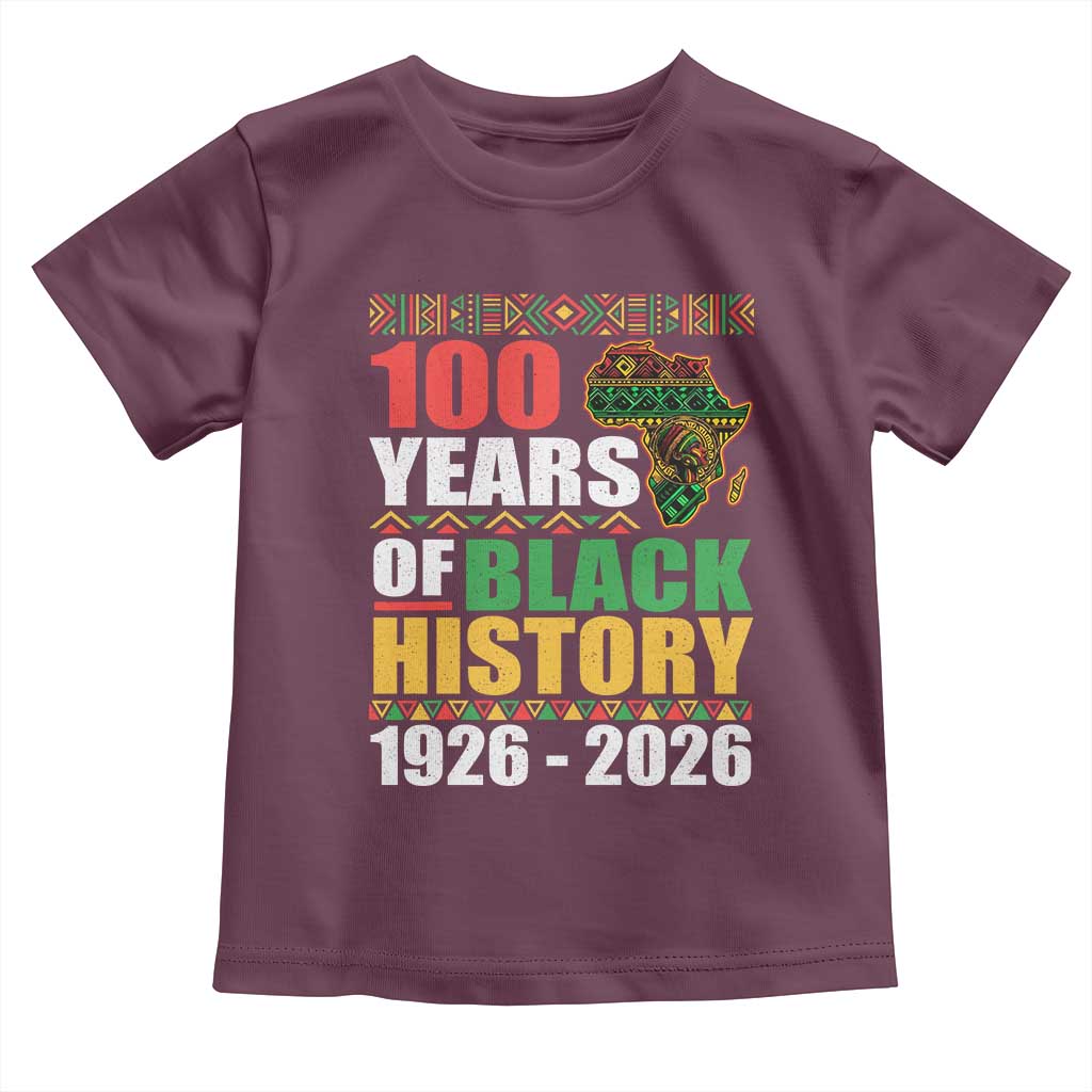 100 Years Of Black History 1926 2026 Centennial Toddler T Shirt Africa Map