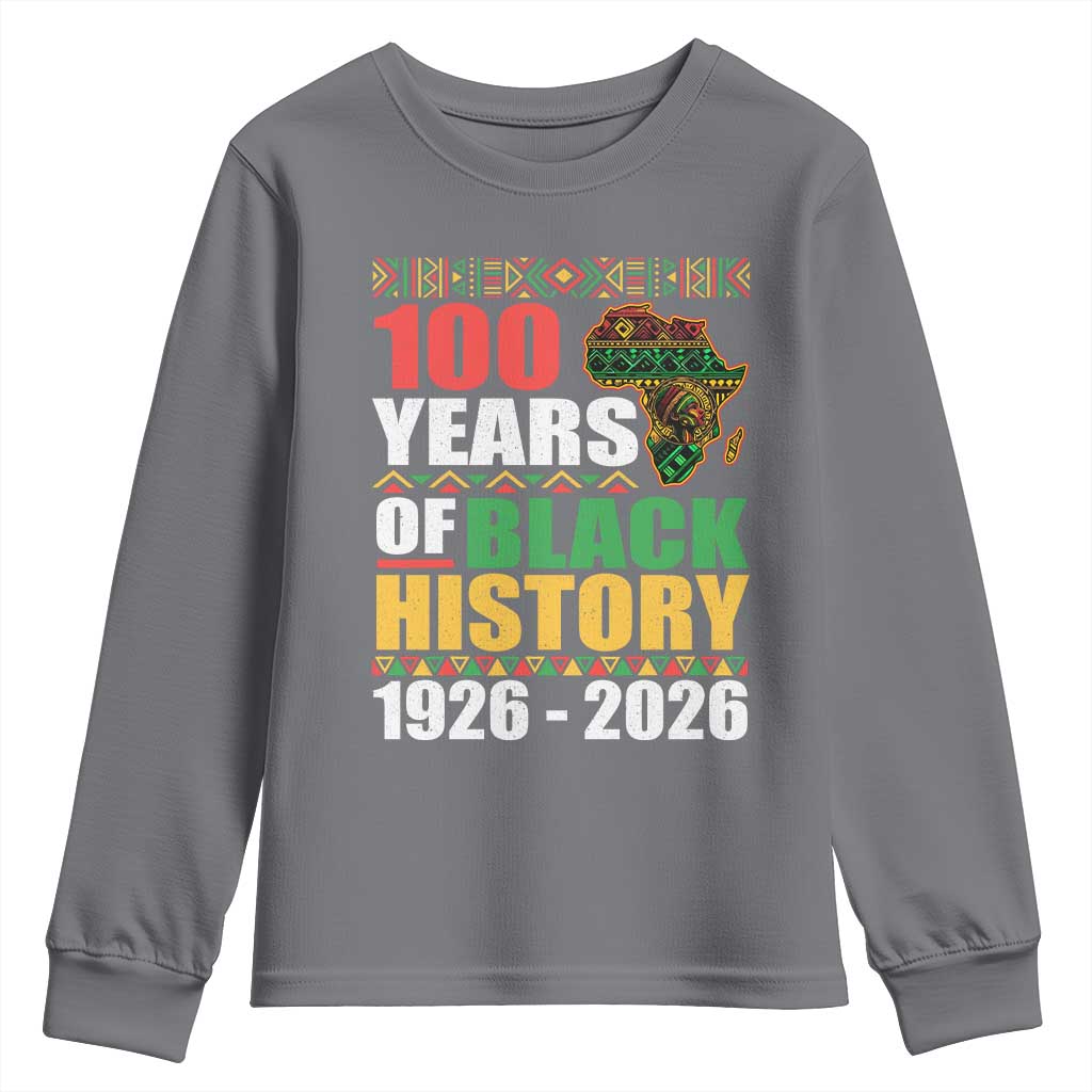 100 Years Of Black History 1926 2026 Centennial Youth Sweatshirt Africa Map