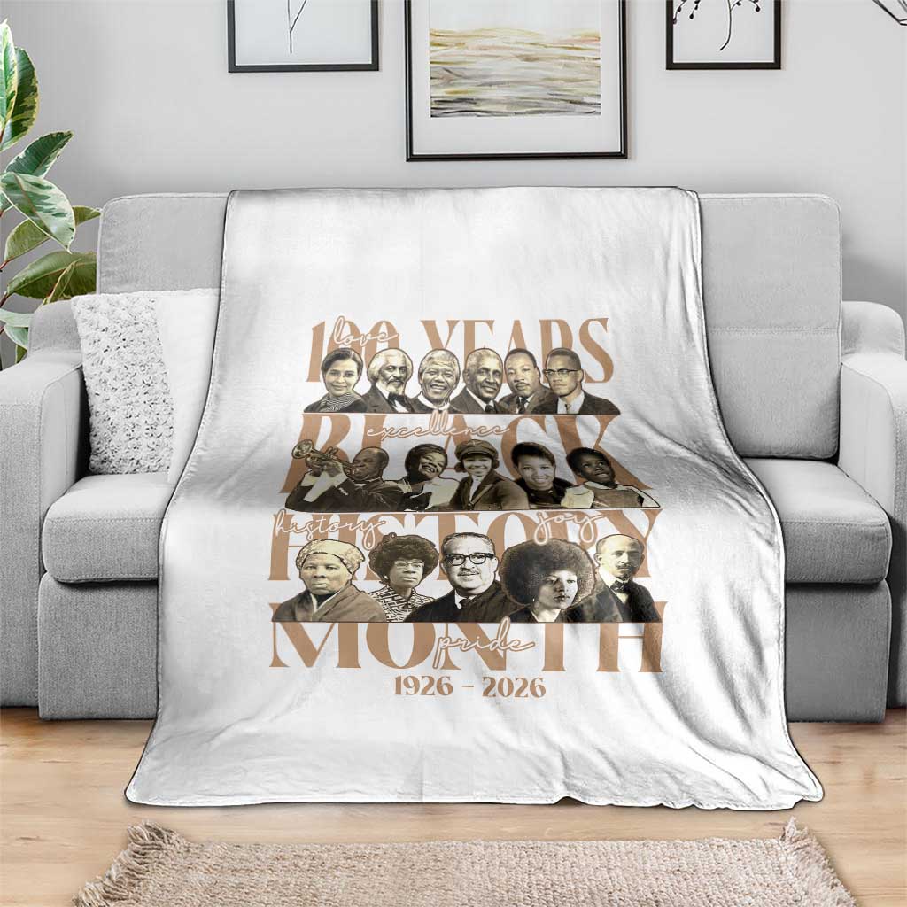 100 Years Of Black History Month Throw Blanket African American Historical Figures