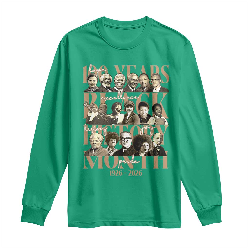 100 Years Of Black History Month Long Sleeve Shirt African American Historical Figures