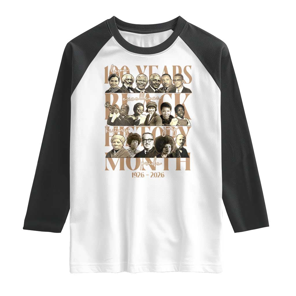 100 Years Of Black History Month Raglan Shirt African American Historical Figures
