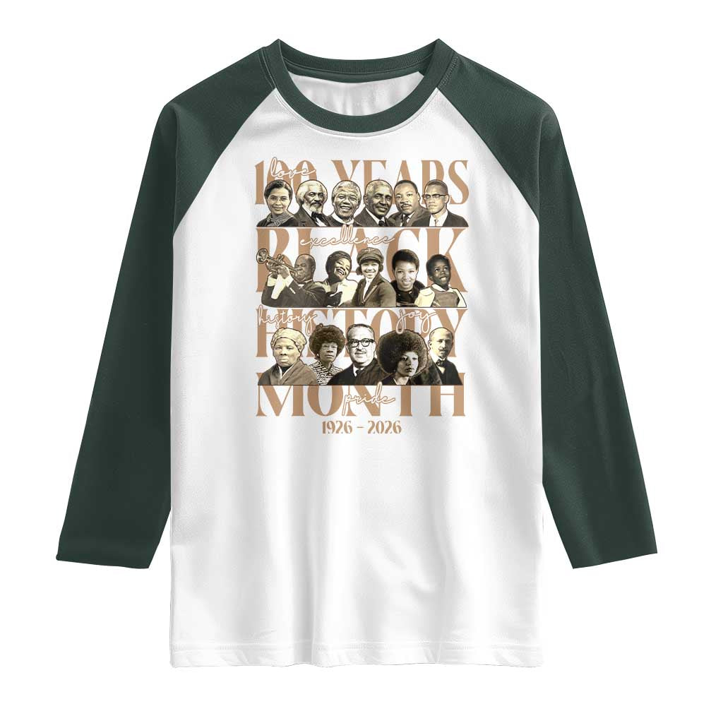 100 Years Of Black History Month Raglan Shirt African American Historical Figures
