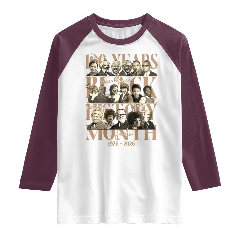 100 Years Of Black History Month Raglan Shirt African American Historical Figures