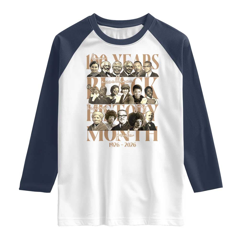 100 Years Of Black History Month Raglan Shirt African American Historical Figures