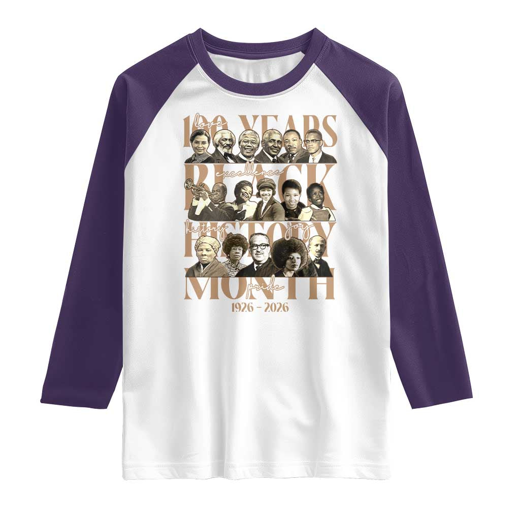 100 Years Of Black History Month Raglan Shirt African American Historical Figures