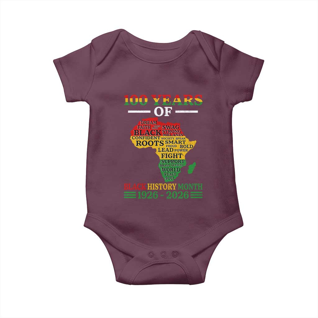 100 Years Of Black History Month Baby Onesie Centennial Of Black Culture