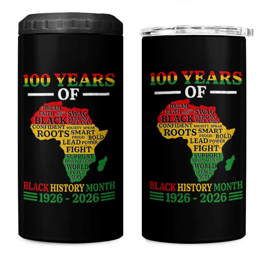 100 Years Of Black History Month 4 in 1 Can Cooler Tumbler Centennial Of Black Culture