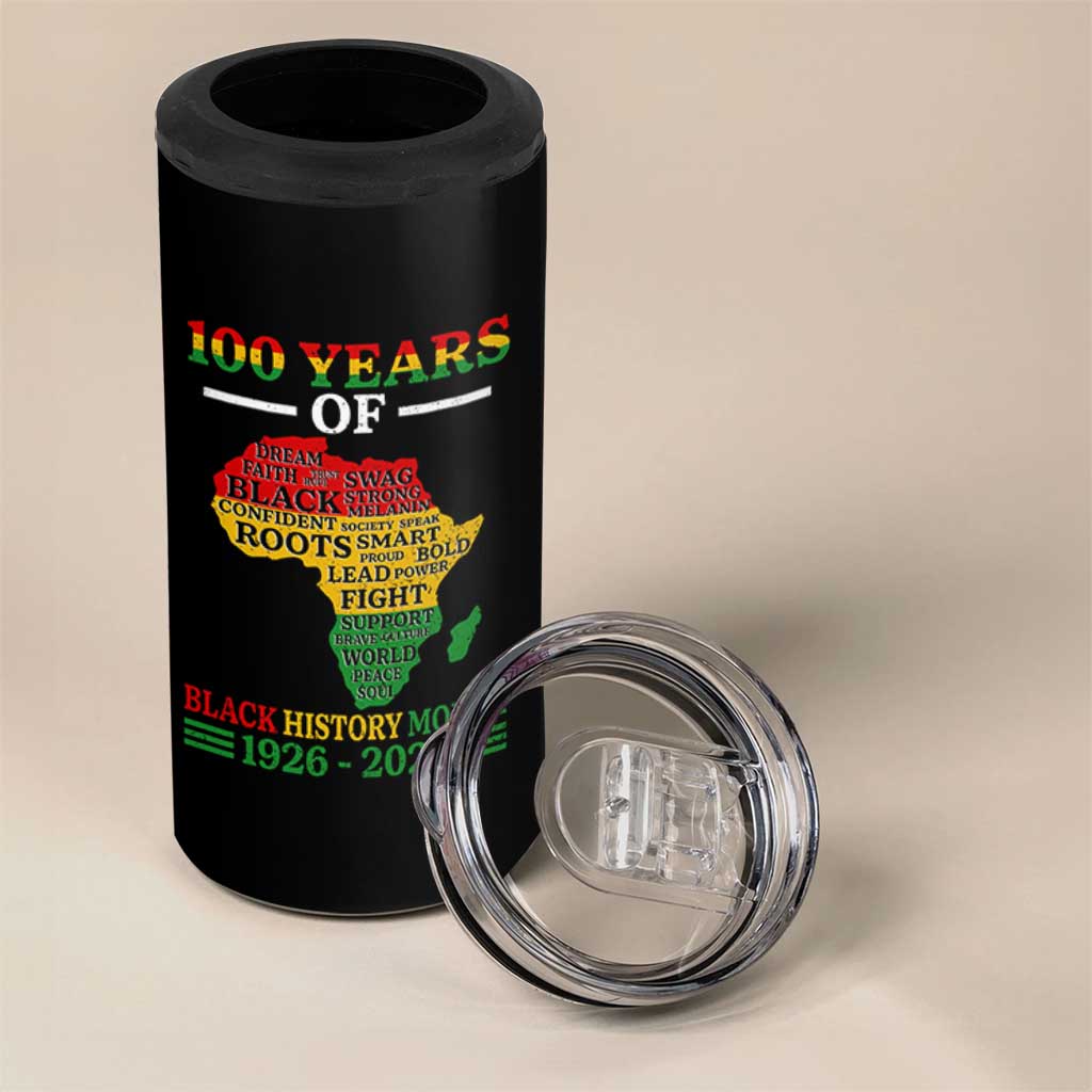 100 Years Of Black History Month 4 in 1 Can Cooler Tumbler Centennial Of Black Culture