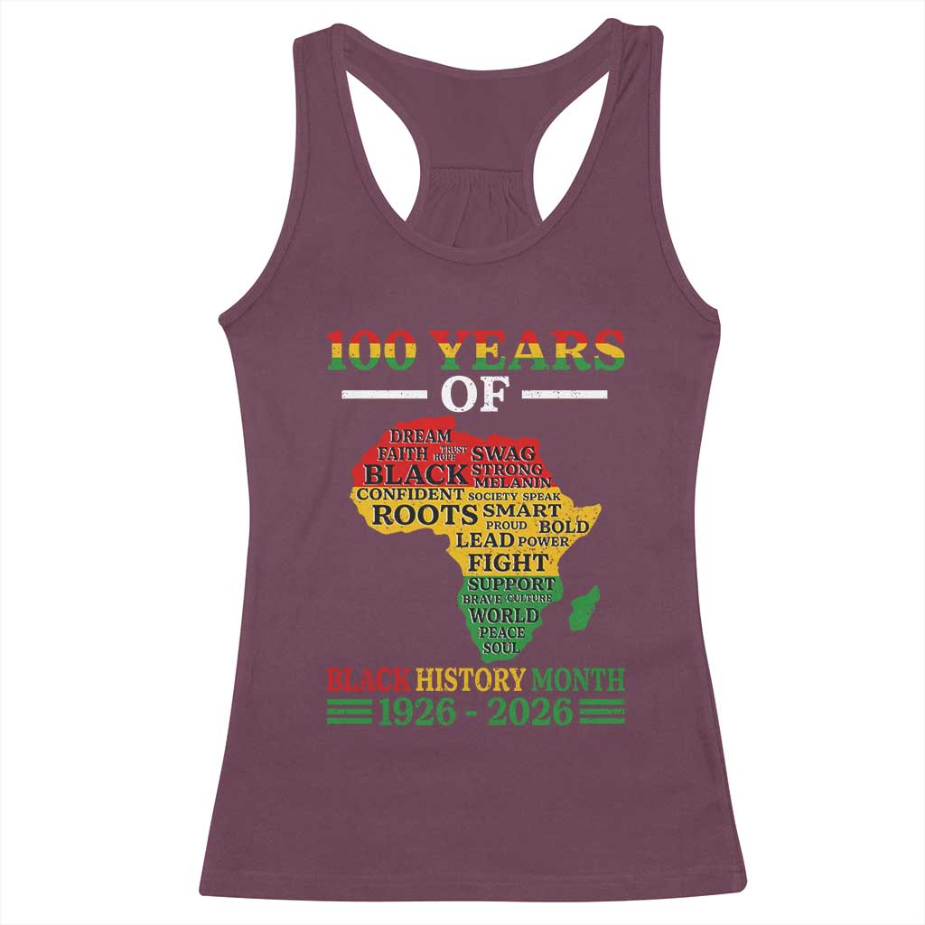 100 Years Of Black History Month Racerback Tank Top Centennial Of Black Culture