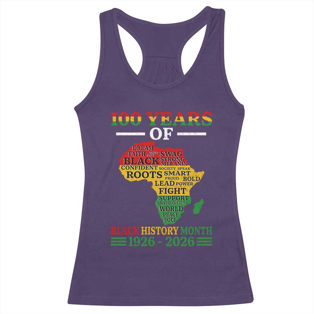 100 Years Of Black History Month Racerback Tank Top Centennial Of Black Culture