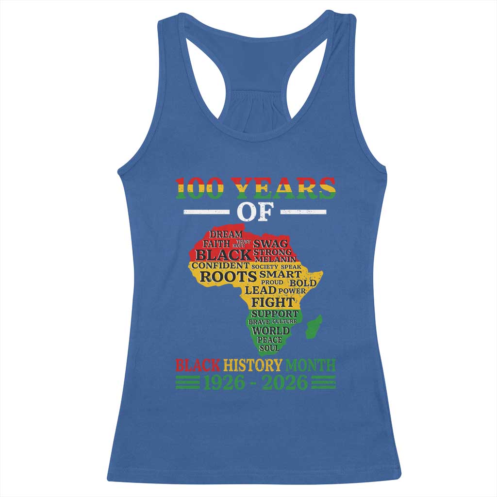 100 Years Of Black History Month Racerback Tank Top Centennial Of Black Culture
