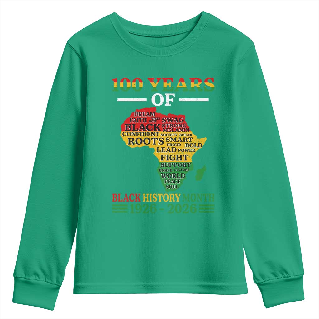 100 Years Of Black History Month Youth Sweatshirt Centennial Of Black Culture