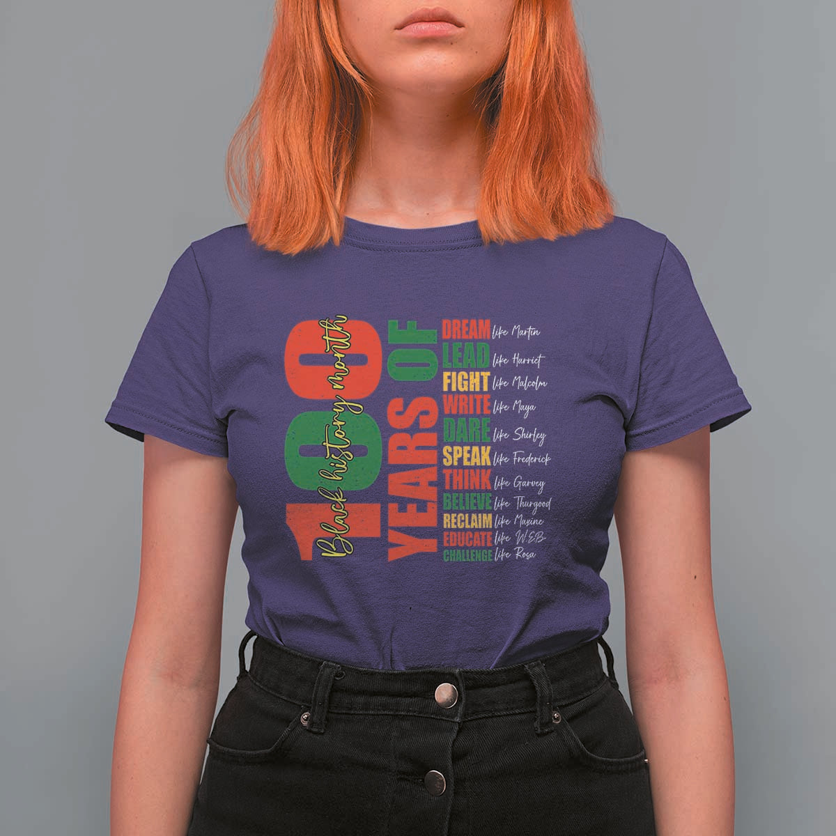 100 Years Of Black History T Shirt For Women African American Historical Figures African American Teacher