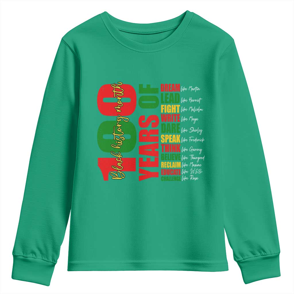 100 Years Of Black History Youth Sweatshirt African American Historical Figures African American Teacher