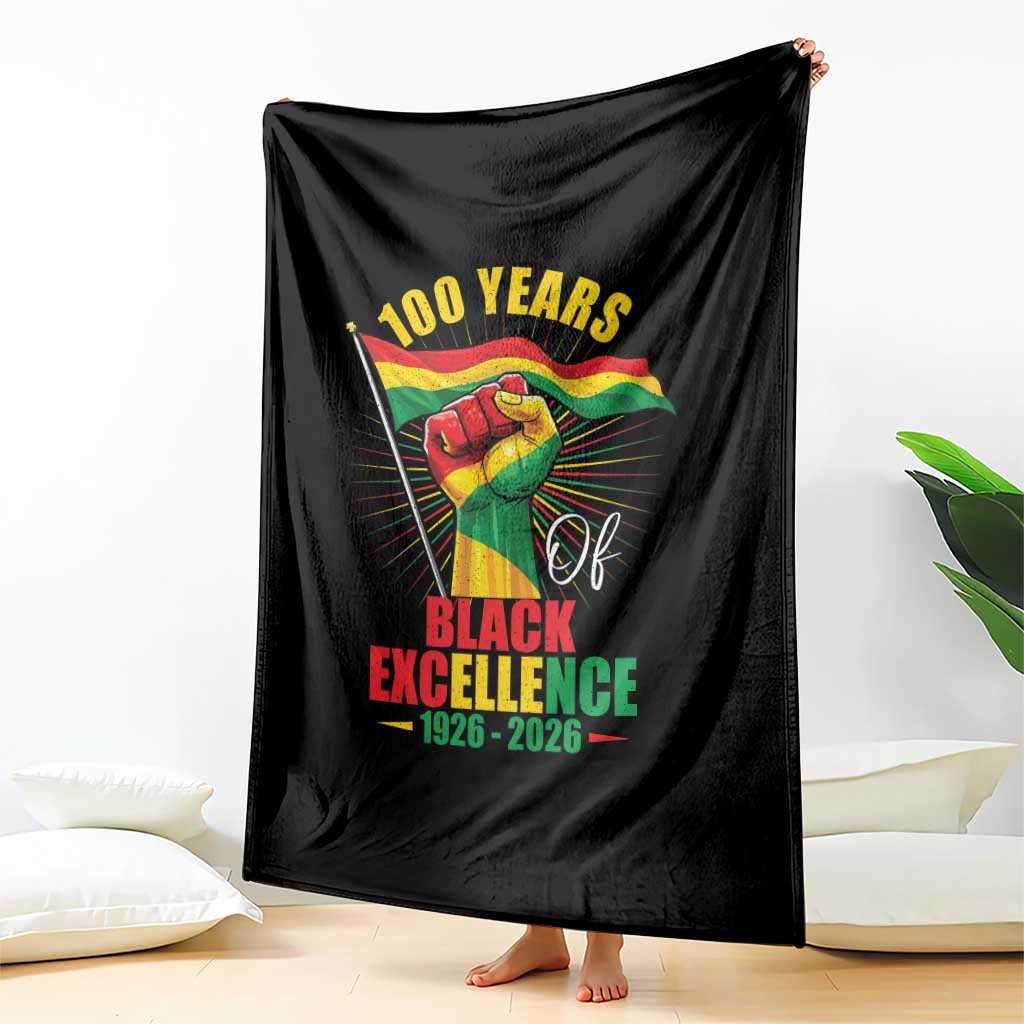 100 Years Of Black Excellence Throw Blanket Centennial Black History Month