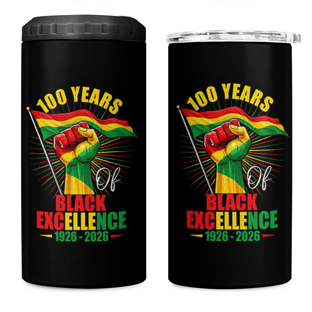 100 Years Of Black Excellence 4 in 1 Can Cooler Tumbler Centennial Black History Month
