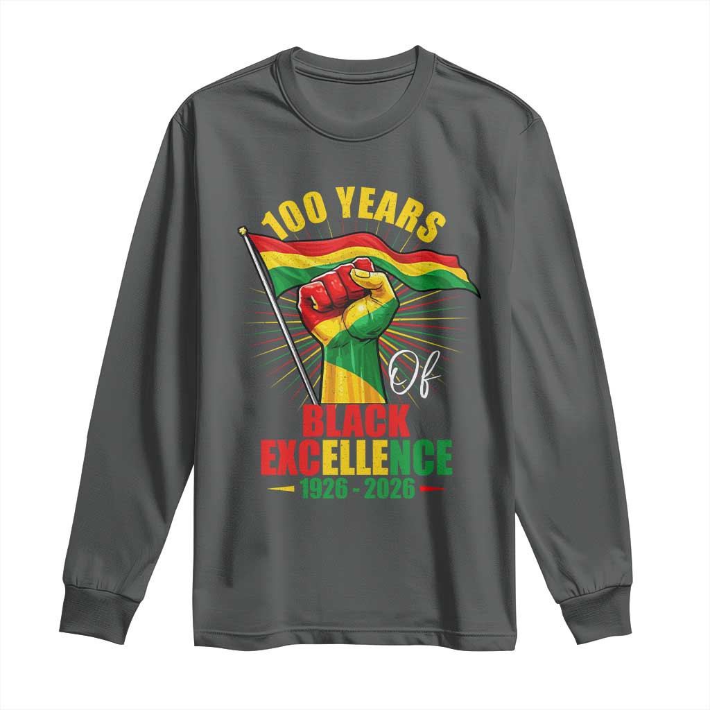 100 Years Of Black Excellence Long Sleeve Shirt Centennial Black History Month
