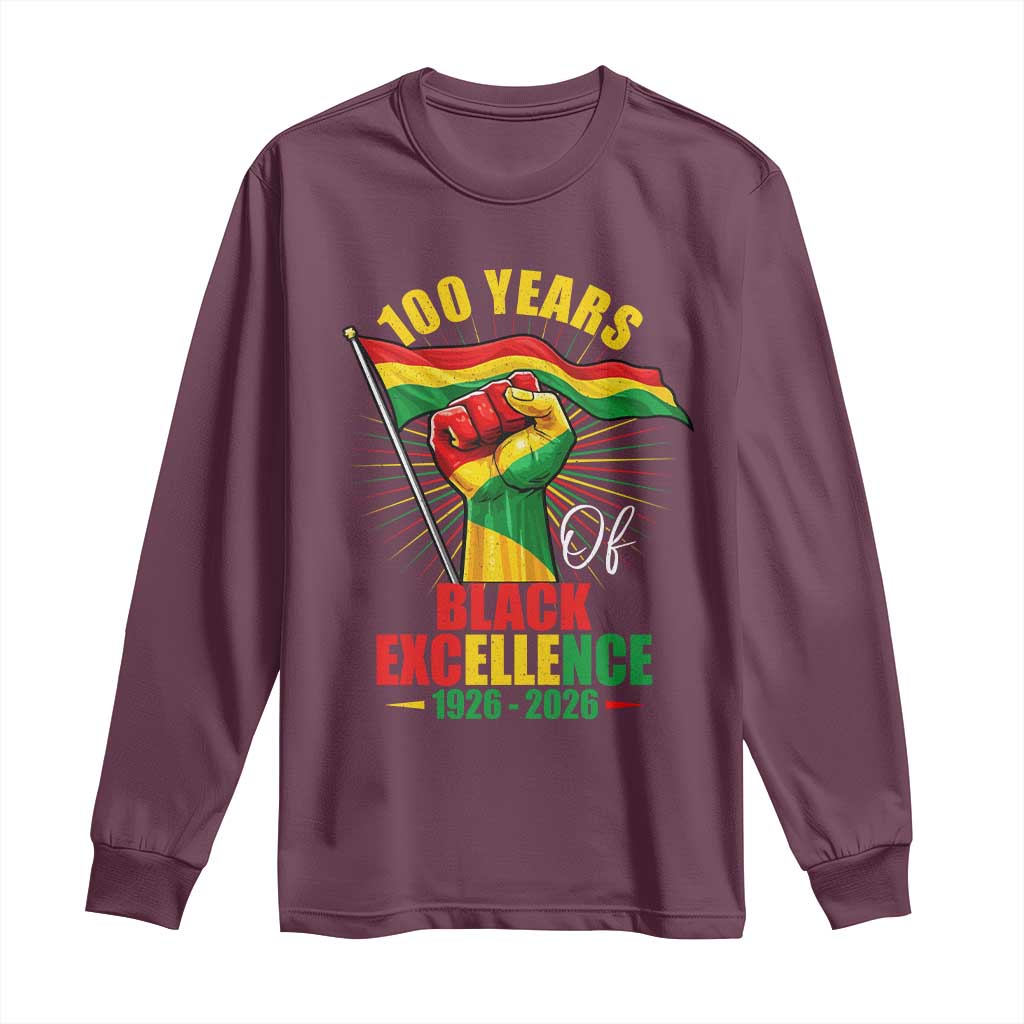 100 Years Of Black Excellence Long Sleeve Shirt Centennial Black History Month