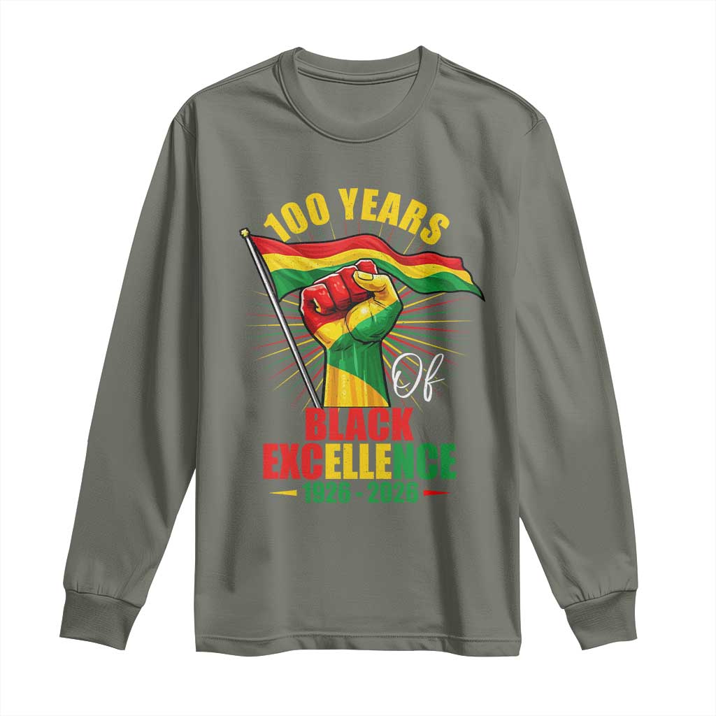 100 Years Of Black Excellence Long Sleeve Shirt Centennial Black History Month