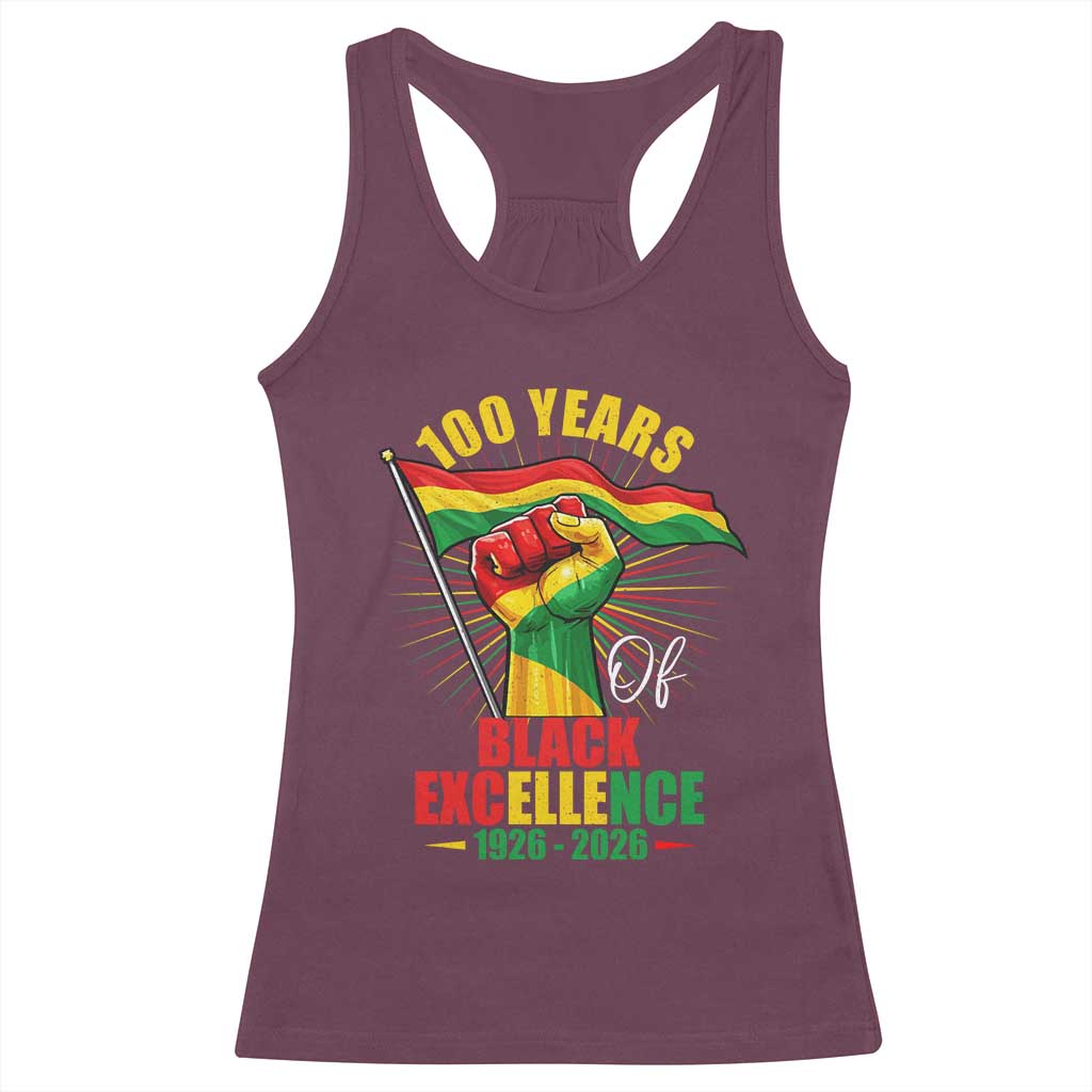 100 Years Of Black Excellence Racerback Tank Top Centennial Black History Month